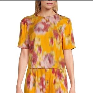 NWT Ted Baker Hitaku Woven Abstract Print Crew Neck Short Sleeve 6